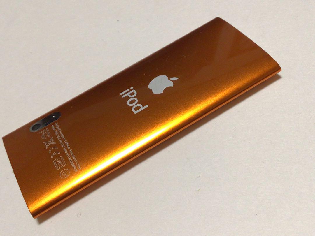 iPod nano 5世代オレンジno.76バッテリ交換済、usb、ソフトケース