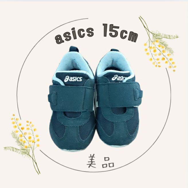 美品　アシックススニーカー　ASICS　キッズスニーカー　ブラック　15cm