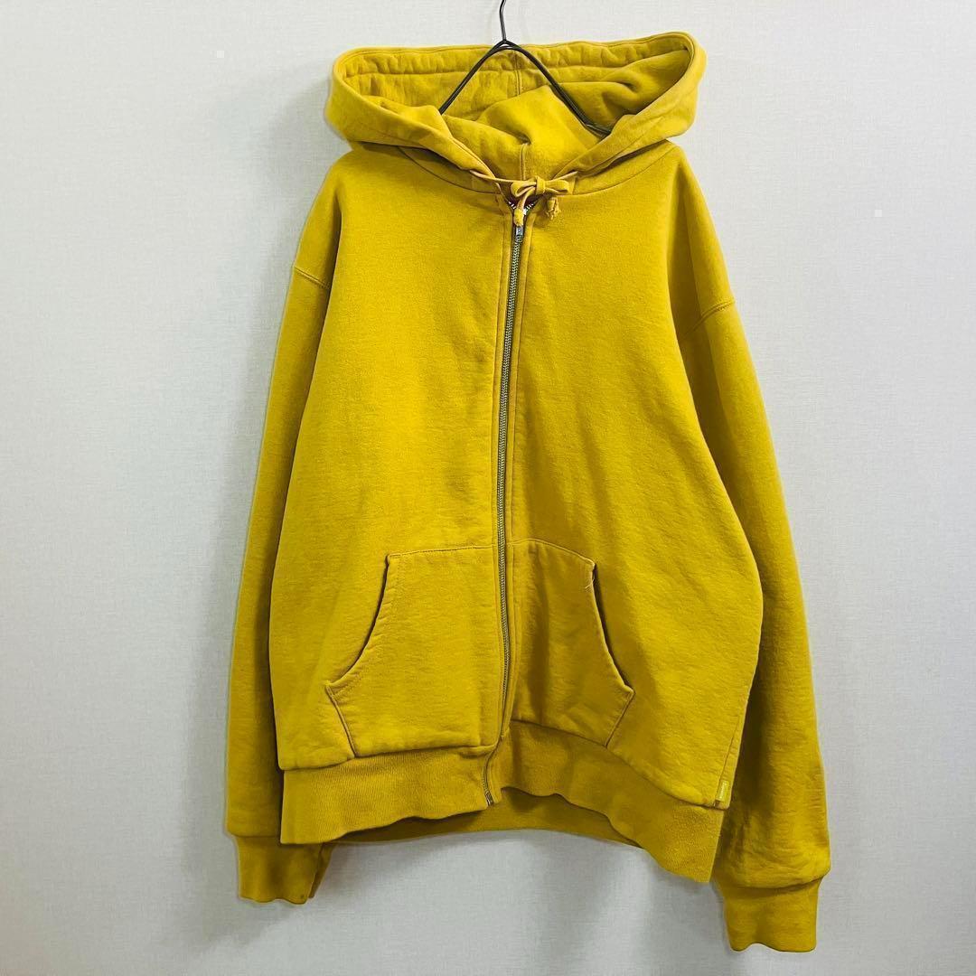 【希少】シュプリーム ジップパーカー サイズM イエロー 刺繍ロゴ 【希少】シュプリーム ジップパーカー サイズM イエロー 刺繍ロゴ