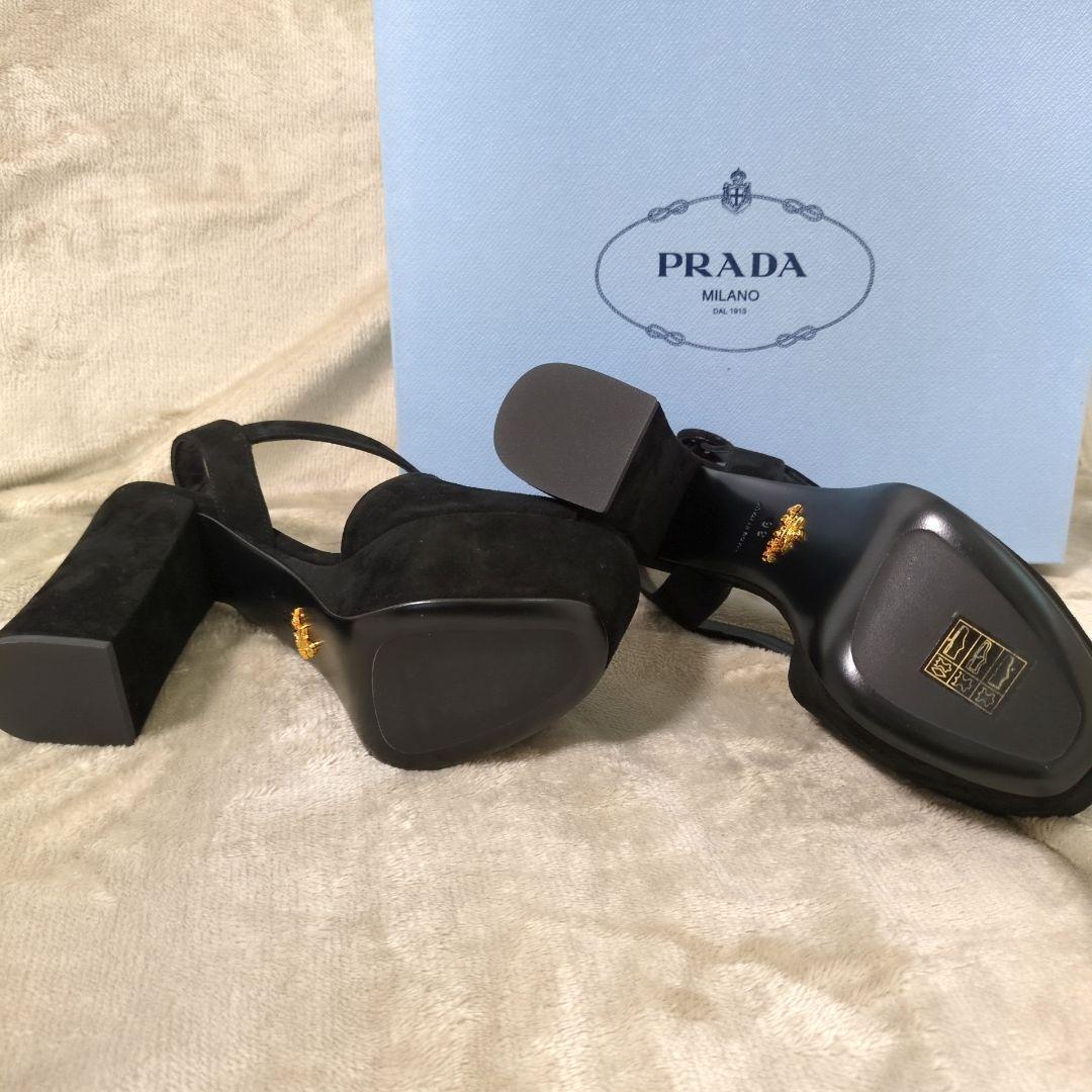 PRADA】プラダ 美品 未使用 オープントウ スエード パンプス