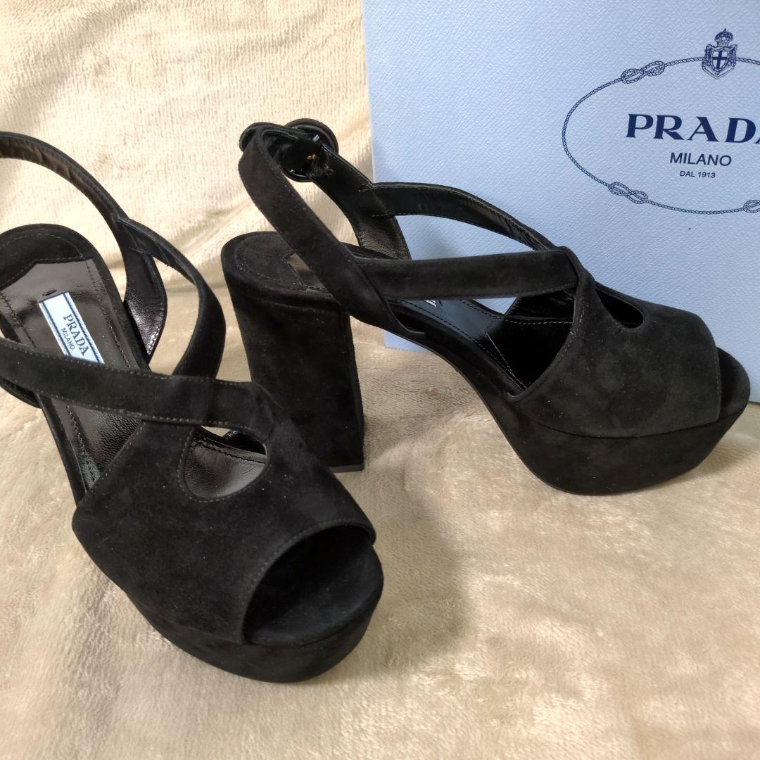 PRADA】プラダ 美品 未使用 オープントウ スエード パンプス