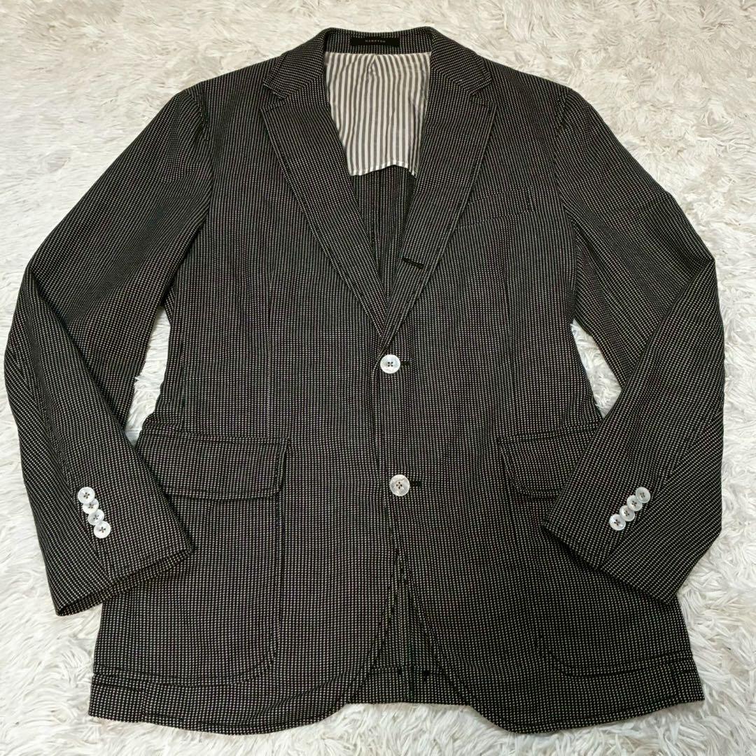 美品/L相当 ボリオリ テーラードジャケット 千鳥格子 ストライプ