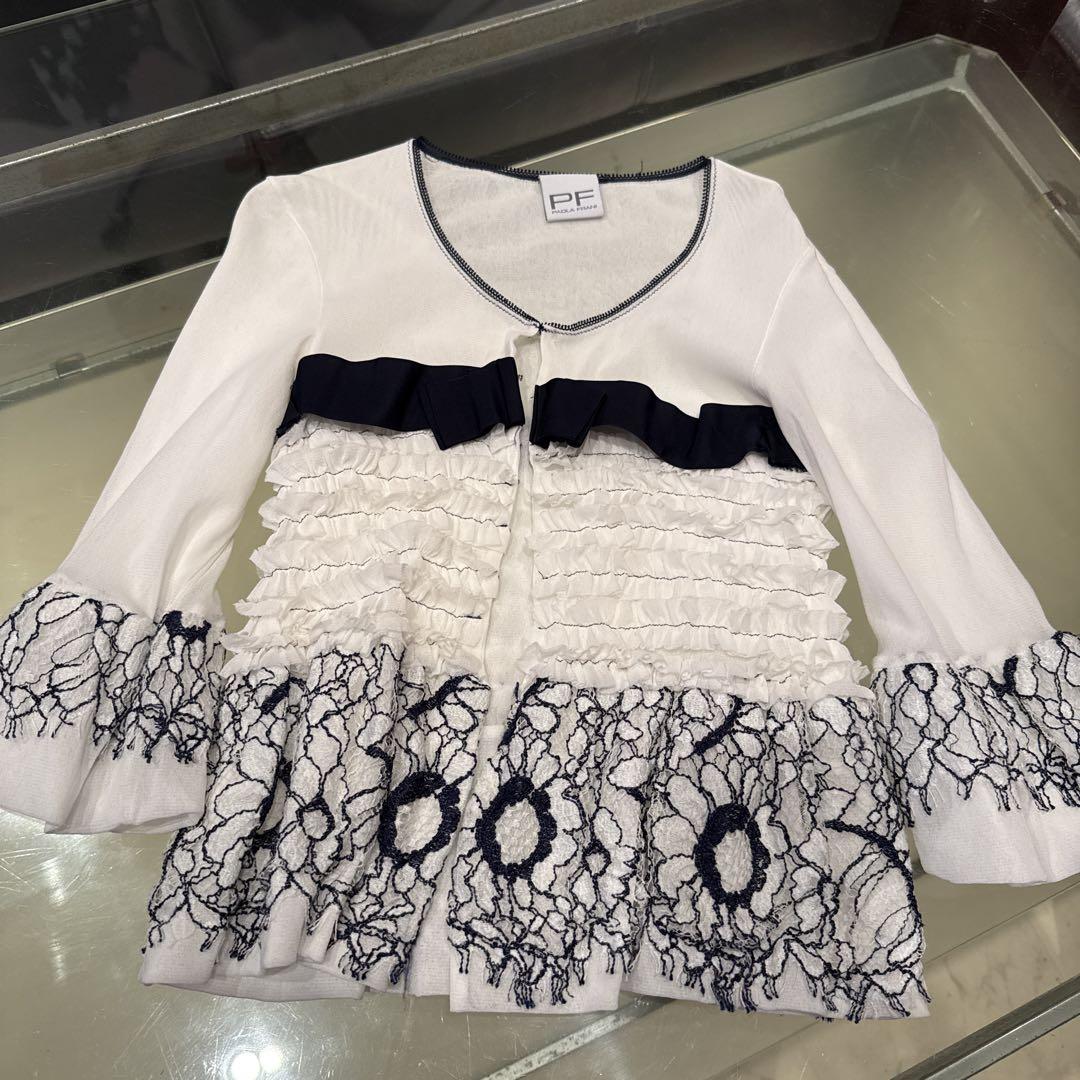 PAOLA FRANI フリルレースカーディガン