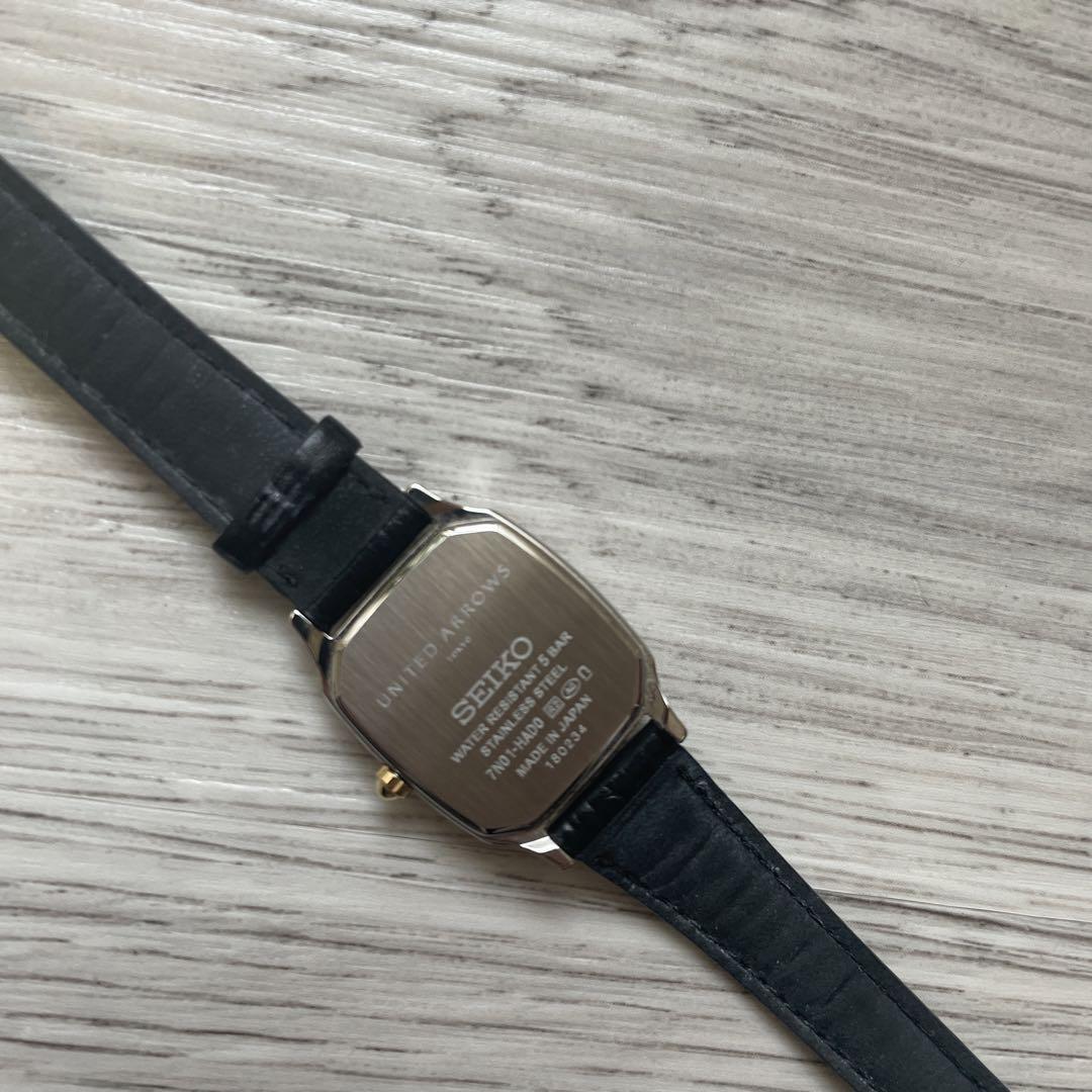 UNITED ARROWS 別注 SEIKO スクエア レザー 腕時計 ブラック