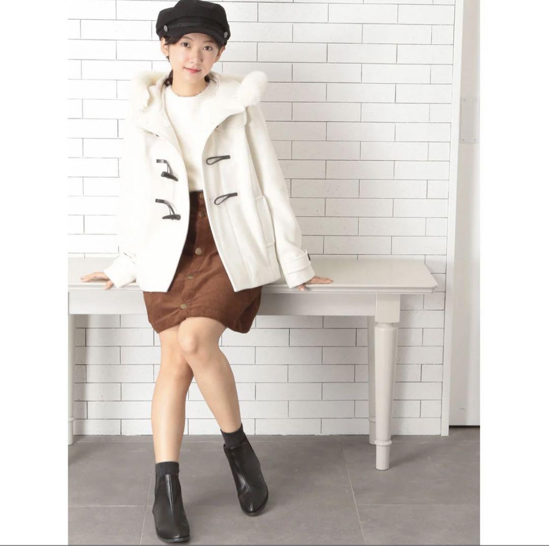 earth music&ecology フェイクファーショートダッフルコート