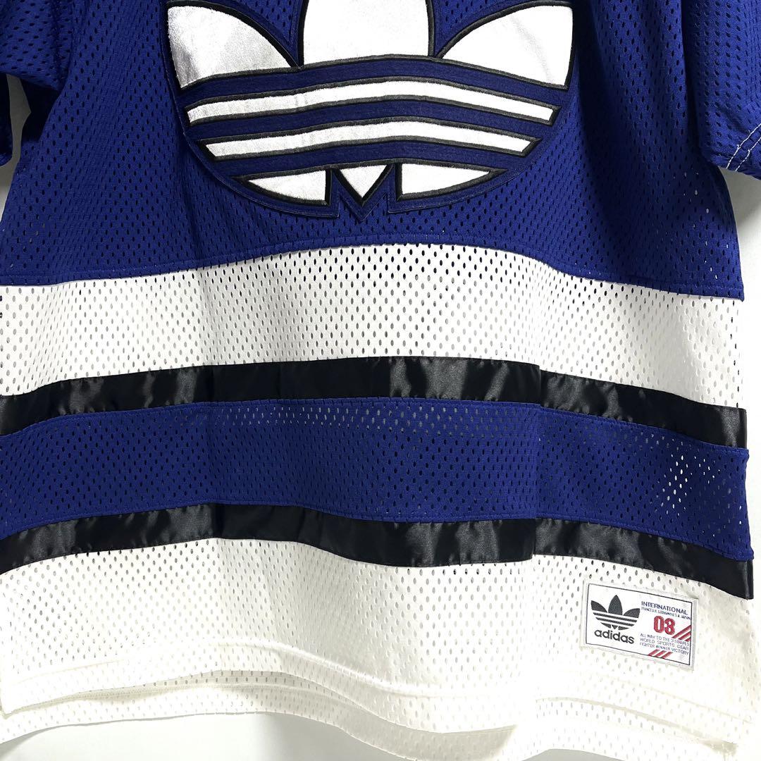 90s ヴィンテージ adidas メッシュ ゲームシャツ デカロゴ Free