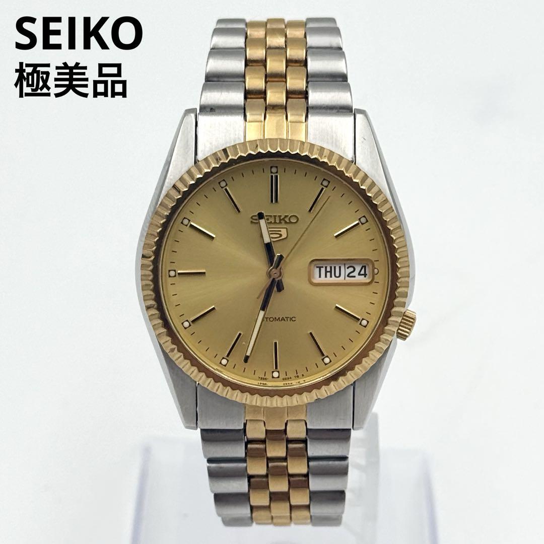 希少　SEIKO5 デイデイト　自動巻 希少 極美品 SEIKO 5 自動巻き 腕時計 デイデイト 裏スケ
