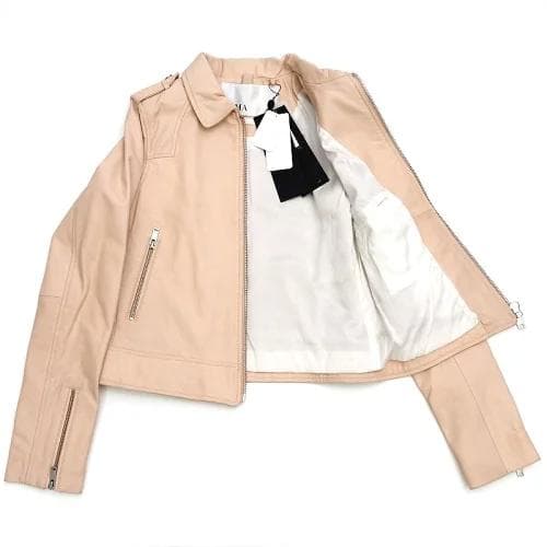 I03150 新品訳あり DOMA ラムレザージャケット:S サーモンピンク I03150 新品訳あり DOMA ラムレザージャケット:S サーモンピンク