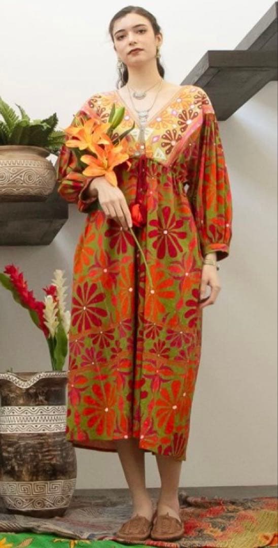 チャイハネ カッチナワンピース GREEN SIZE CAYHANE