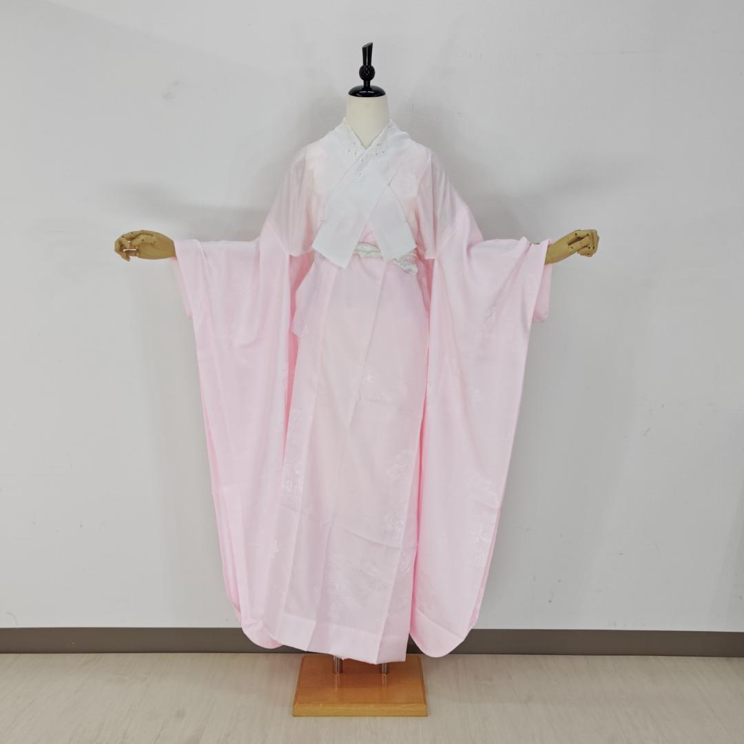 【新品　お振袖用長襦袢　白刺繍半衿　お仕立てセット　衿芯つき】