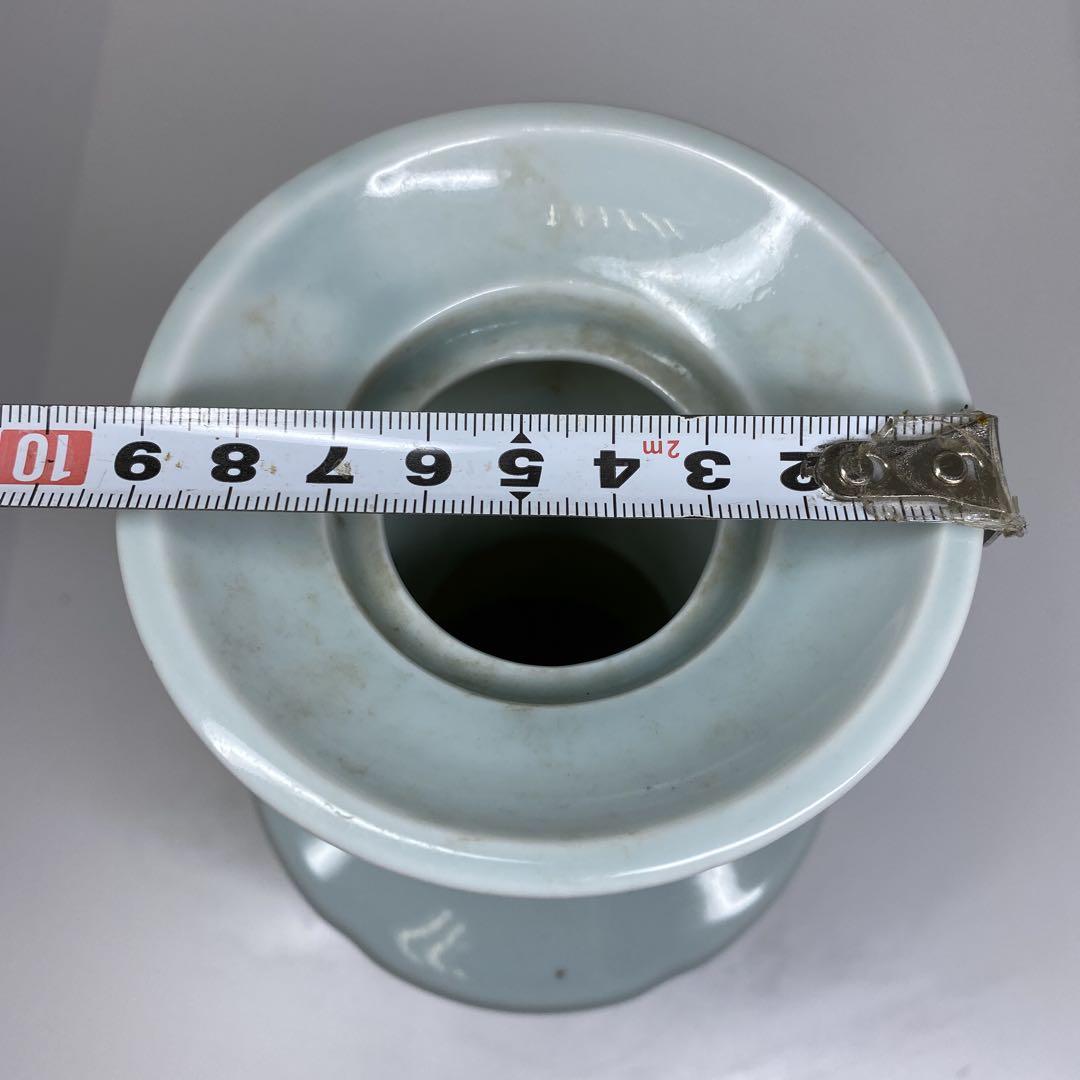 中国美術 魚耳 青磁花瓶 高さ約21.8㎝ タサオ 東さ7-0609☆2F
