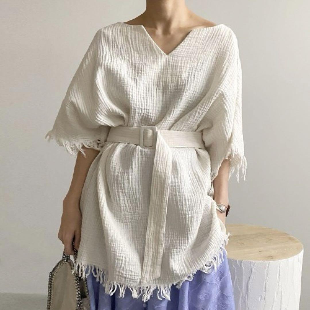 【値下げ】［AMERI］GAUZE WRINKLES TOP ホワイト
