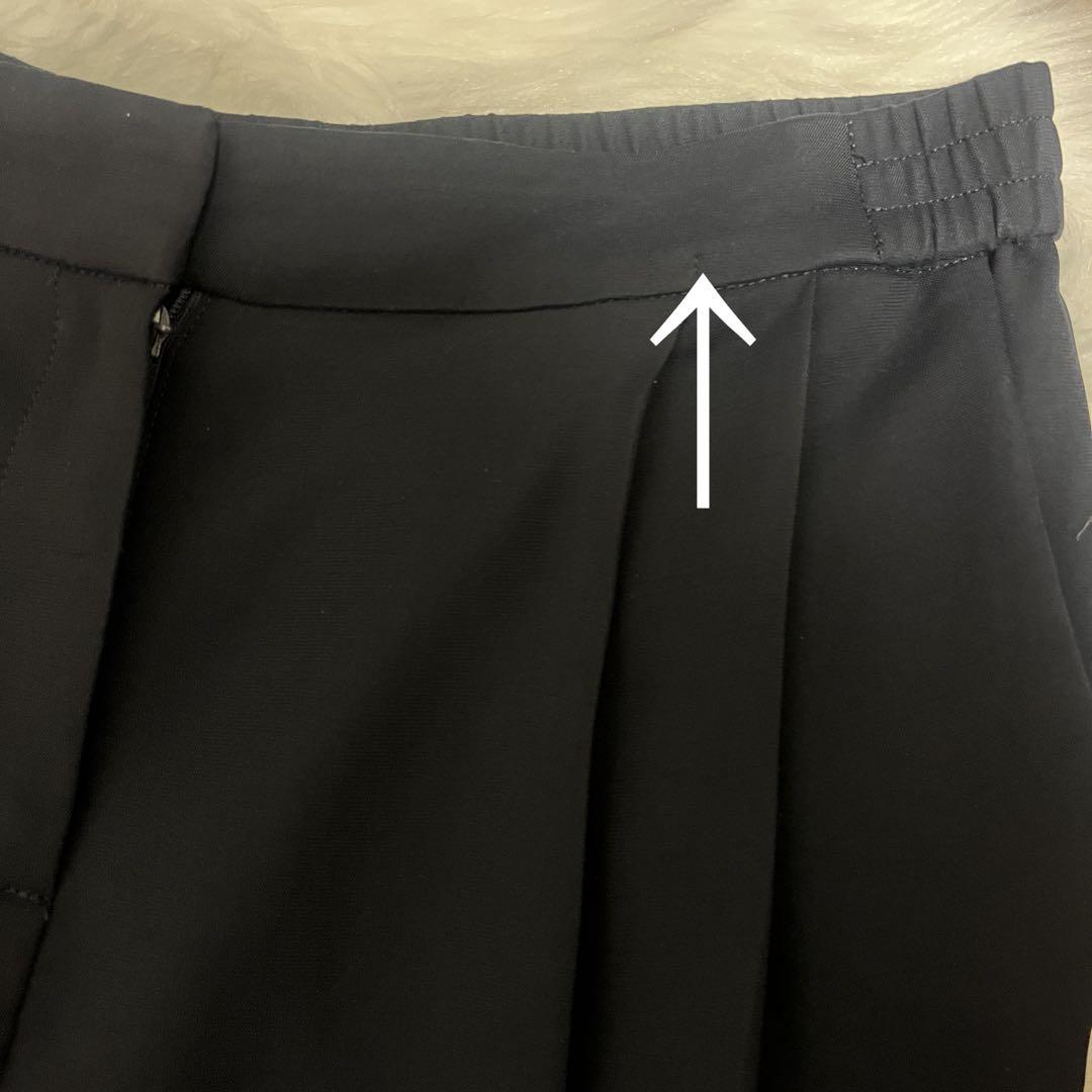ICB ノーカラーセットアップ　パンツスーツ　ネイビー　濃紺　背抜き　洗える　M