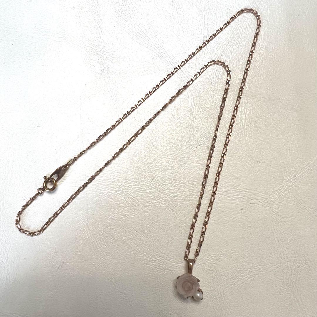 美品 K10PG ネックレス 小豆 10金 40.2㎝ 2.7g SN1842