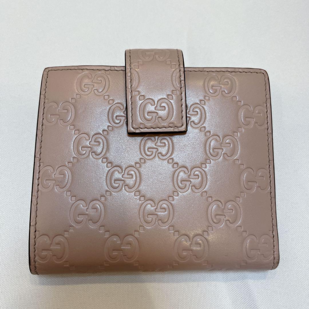 GUCCI】箱付き グッチシマ リボン 二つ折り財布 スモーキー
