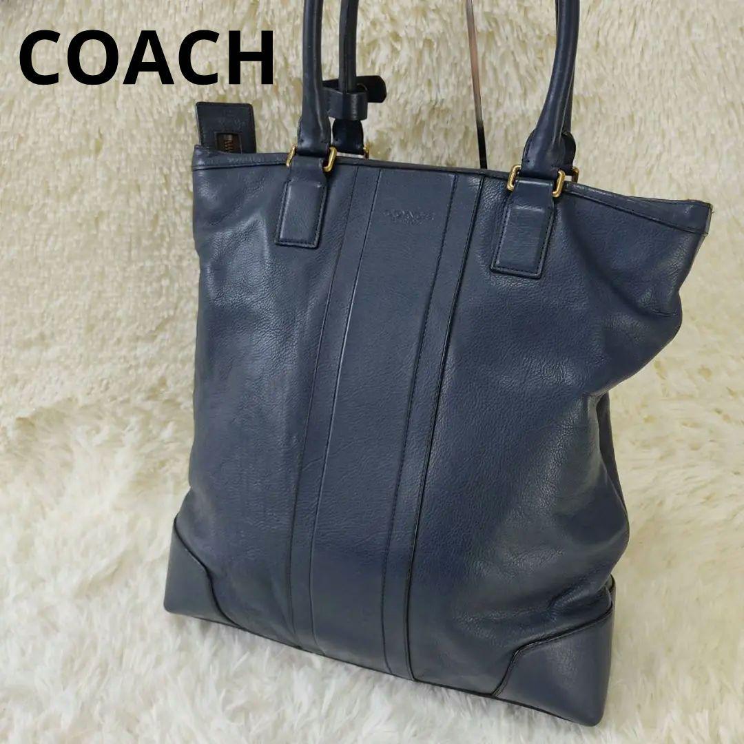 COACH コーチ  トートバッグ　 レザー　青　A4可　高級