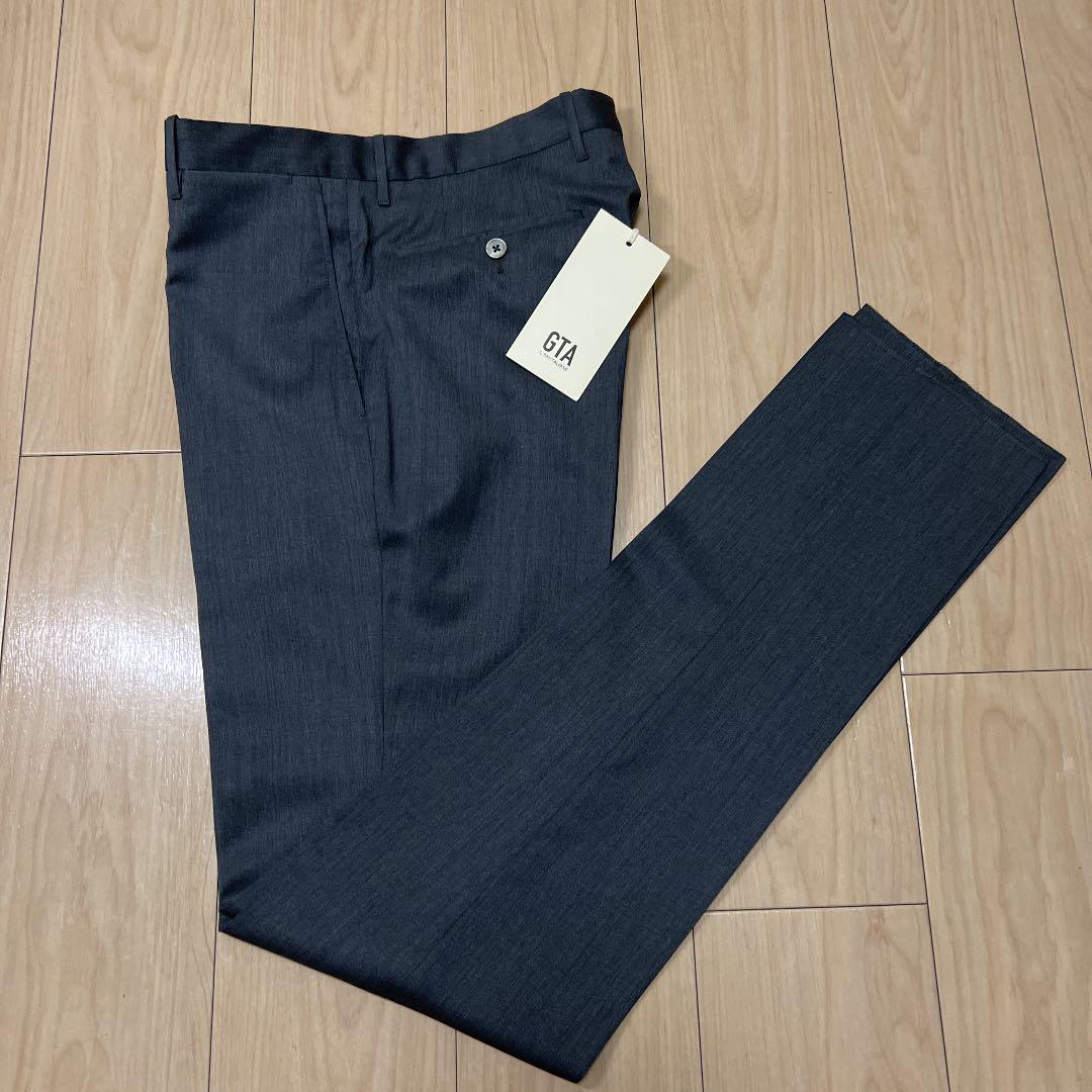 【国内正規総代理店アイテム】 gta⭐herrick‼️42‼️ツータック×ベルトレス‼️ネイビーウール通年利用可能 - スラックス