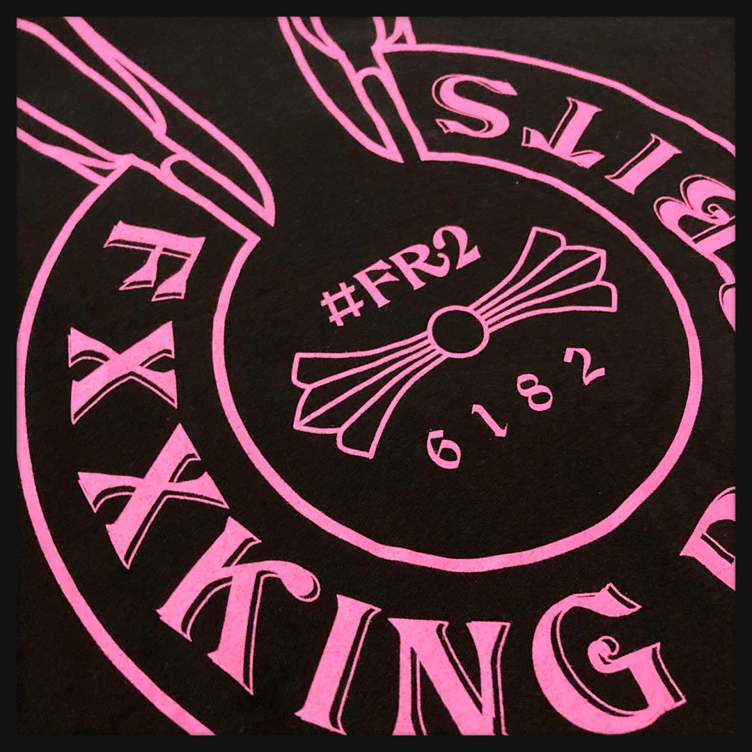 【入手困難】FR2★梅限定 ビッグ刺繍Tシャツ 兎 ピンク 厚手 即完売デザイン 最高デザイン】FR2 梅限定☆ビッグラビットTシャツ ピンク 入手