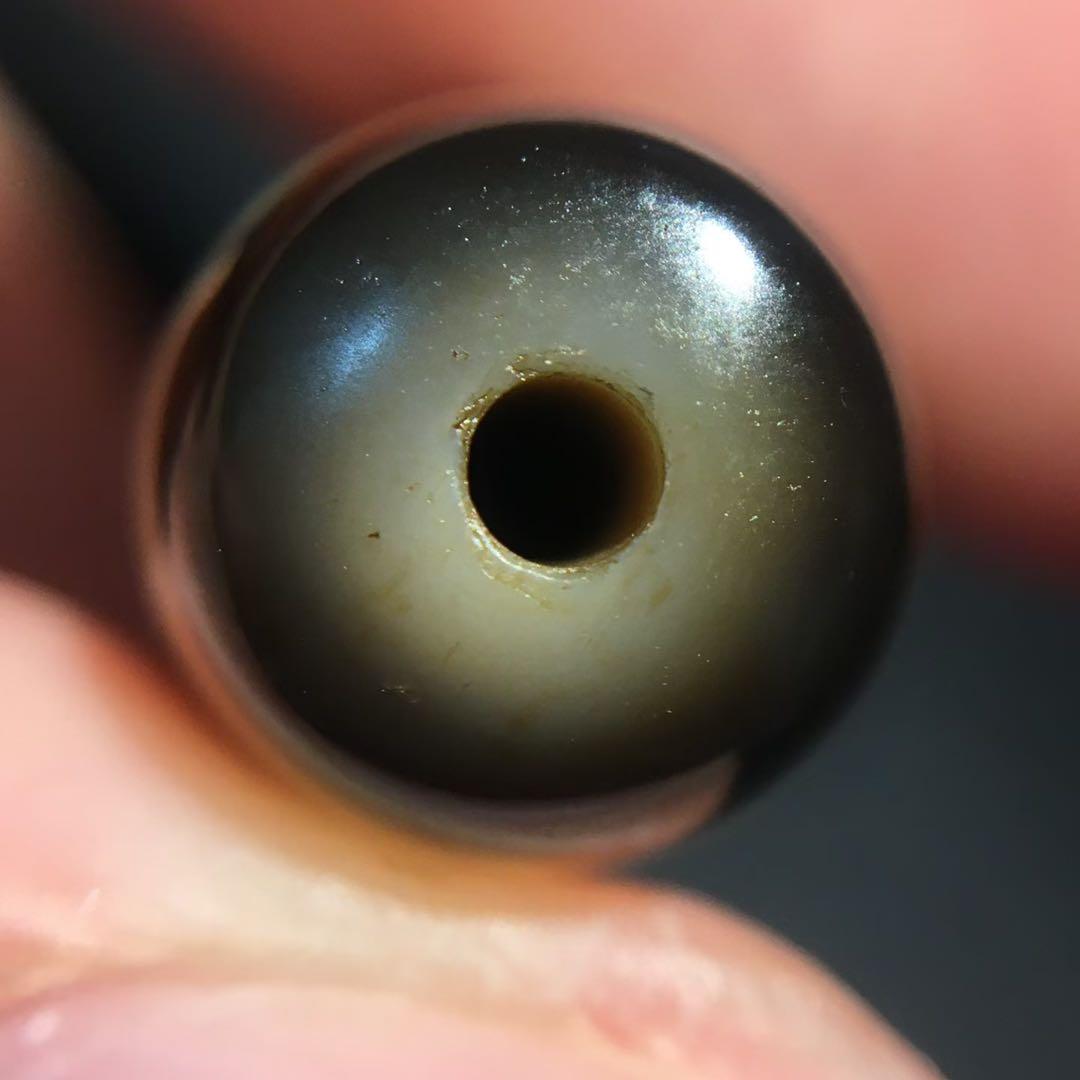 R1110 古法十字眼模様 希少 天珠 瑪瑙 茶 ビーズ 開運 魔除け 根付