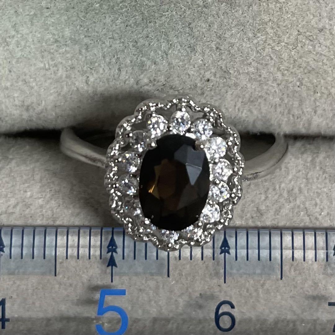 天然石リング　スモーキークォーツ　茶色　高透明　14*10mm SV925刻印 天然石リングスモーキークォーツ茶色14*10mm SV925刻印