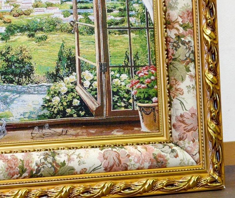 絵画 窓から眺める丘 フランス・ゴブラン織り使用 キャンバス 額絵 風景画 名画