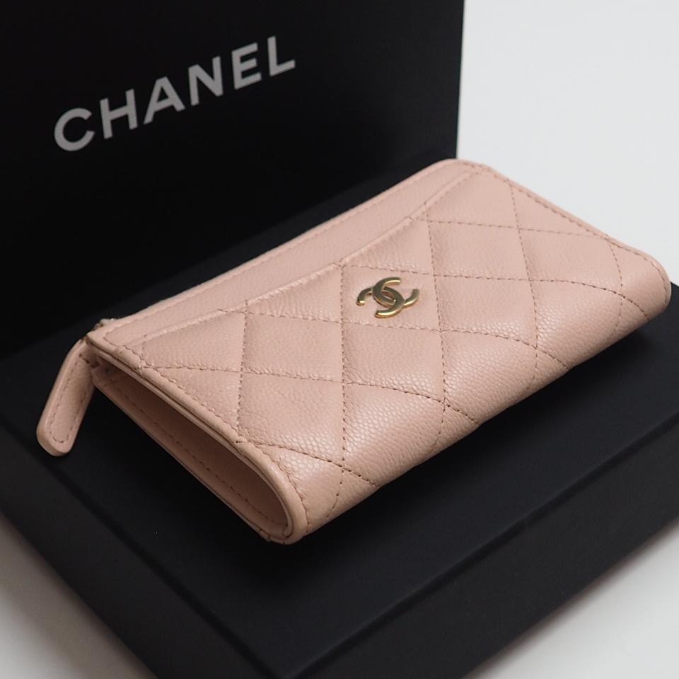 即完_一目惚れ_ピンク_CHANEL_フラグメント_財布_カード_コイン CHANEL フラグメントケース カードケース コインケース ベージュ