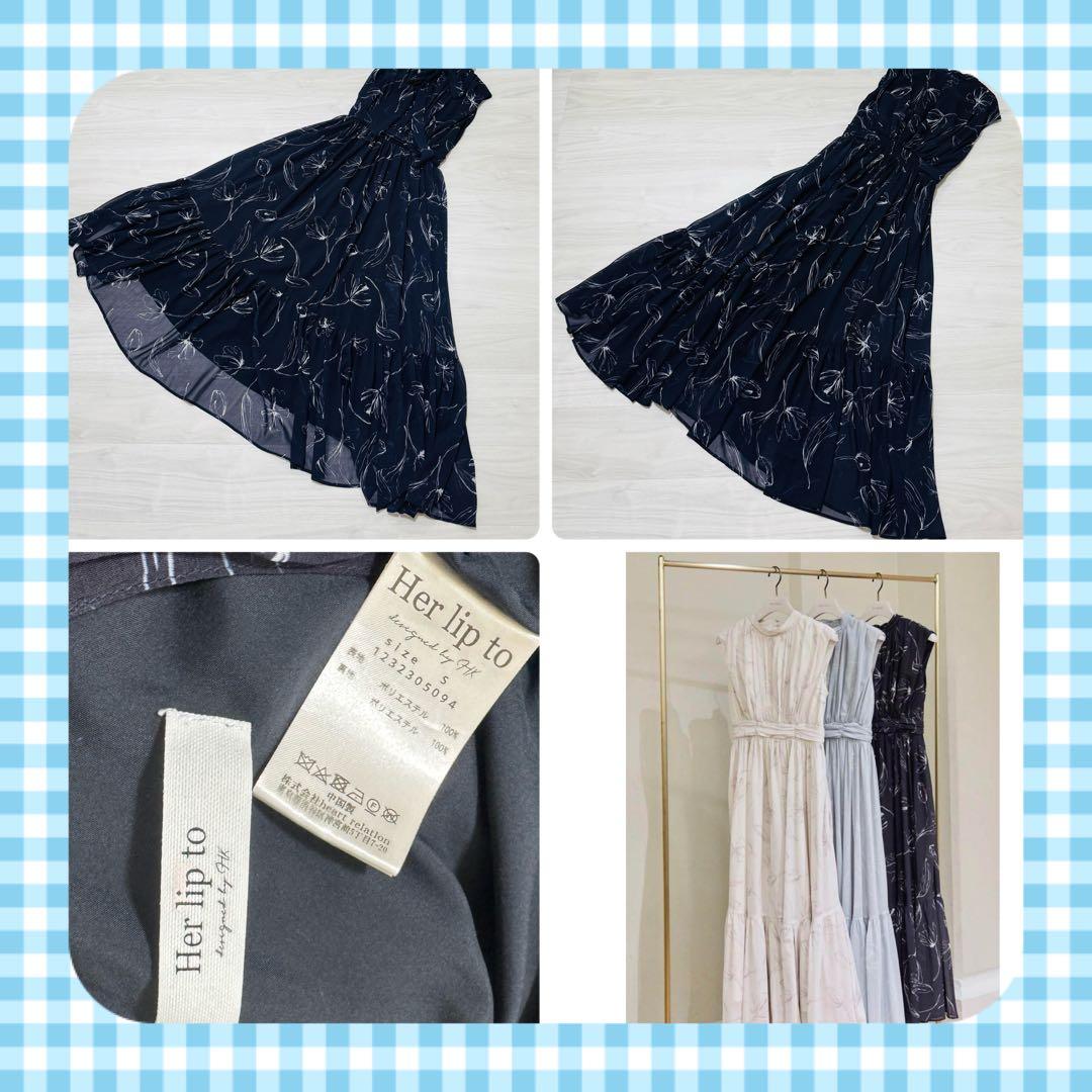 本日限定価格‼️️Her lip to＊チューリップワンピ ネイビー Sサイズ
