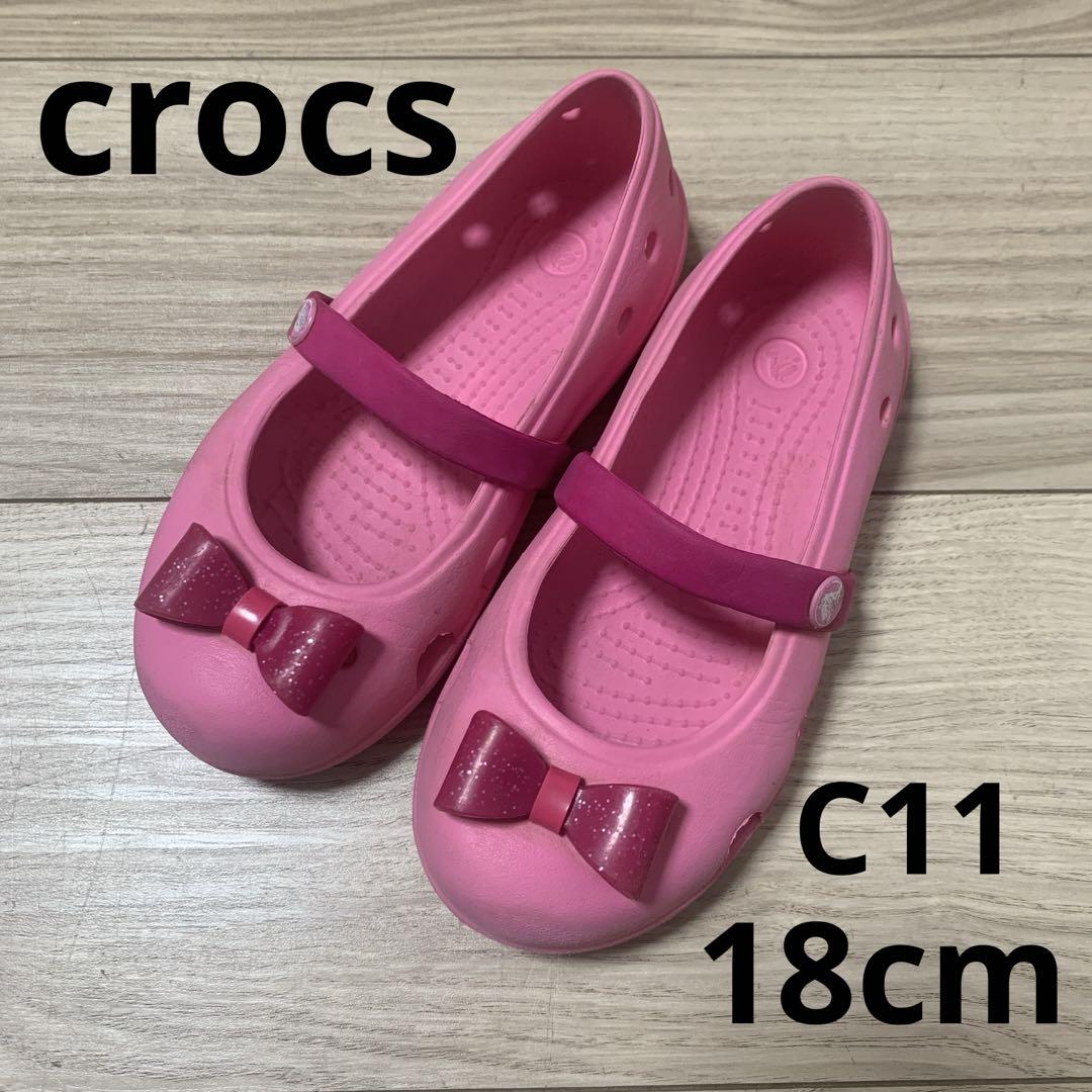 クロックス crocs リボン サンダル C11 18cm ピンク - メルカリ