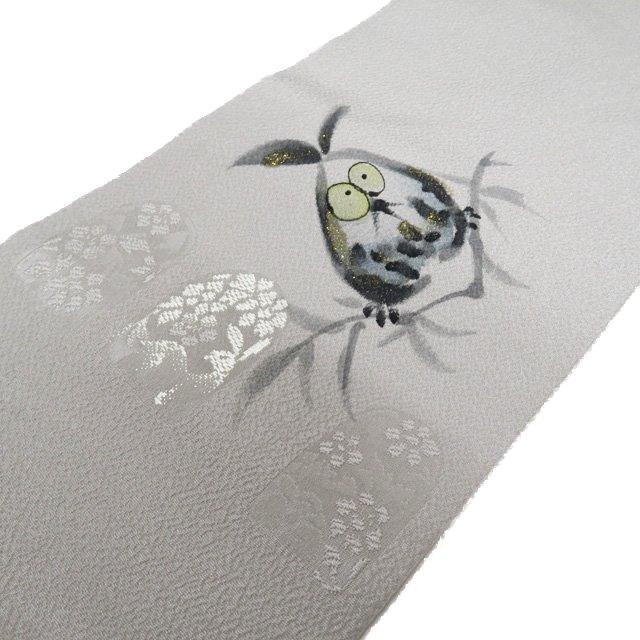 名古屋帯 なごや帯 中古 リサイクル 正絹 カジュアル 絹鼠色 A981-12 画像8