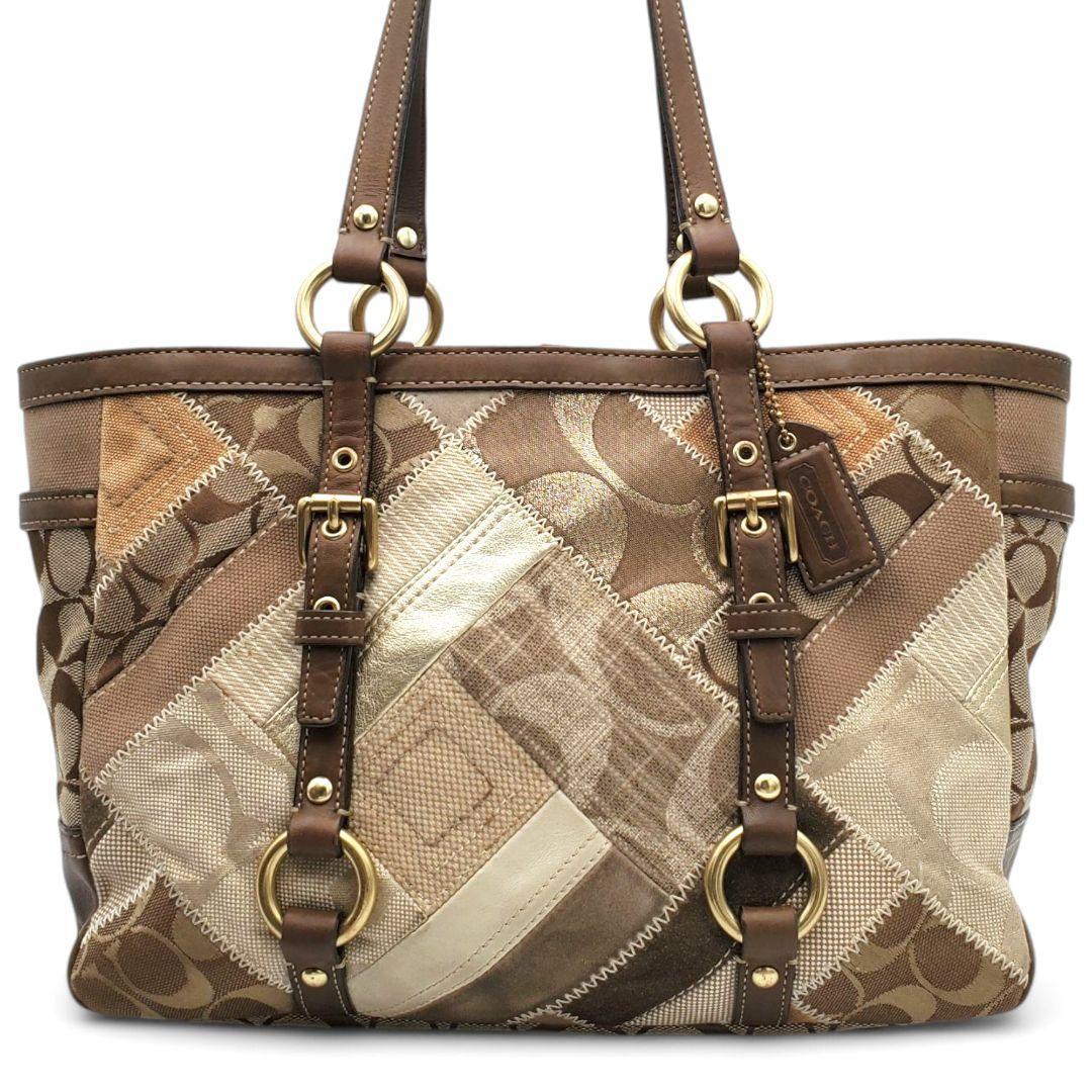 値引きする COACH トートバッグ パッチワーク シグネチャー 肩掛け 通勤通学 バッグ