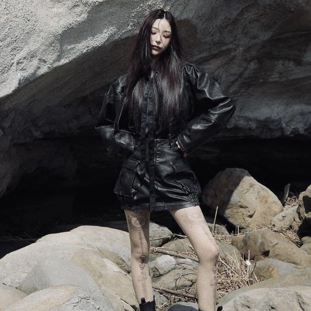 meltthelady fake leather jacket&skirt