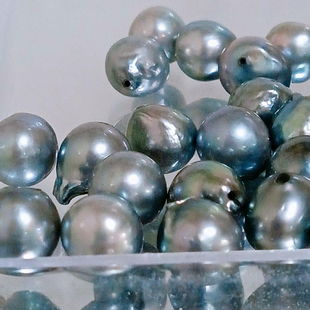 5679●最大9.5㎜美品35万円　50粒片穴！ナチュラルアソート天然あこや真珠