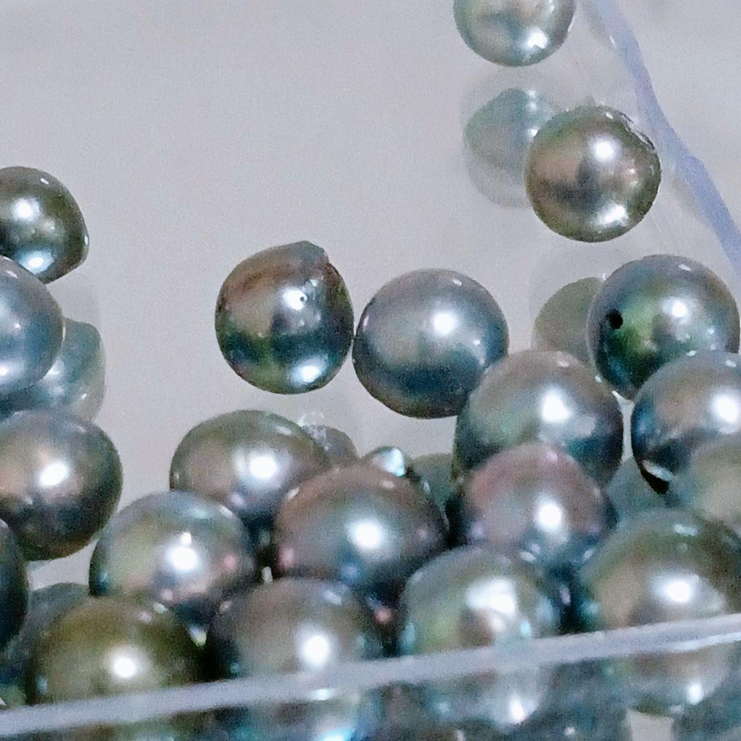 5679●最大9.5㎜美品35万円　50粒片穴！ナチュラルアソート天然あこや真珠