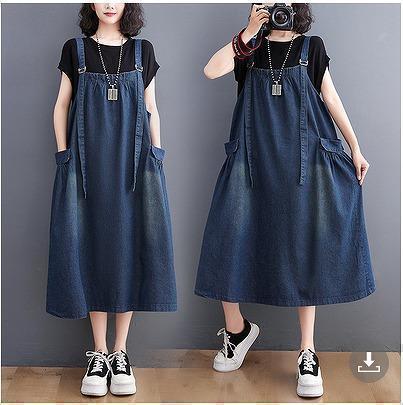 大きいサイズ レディース デニム サロペット ワンピース ロング 新品