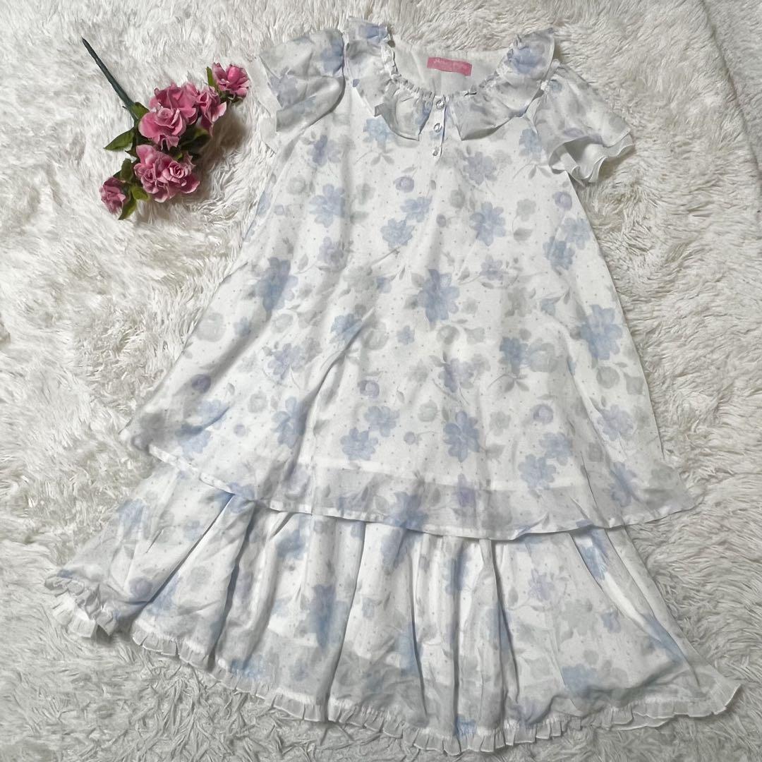 【2点セット】メゾピアノ 定価34800円　シフォントップス　スカート　花柄　白