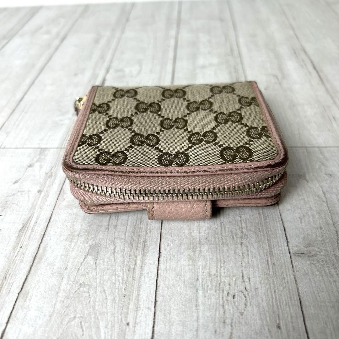 Gucci グッチ GG 二つ折り財布 ラウンドジップ ピンク