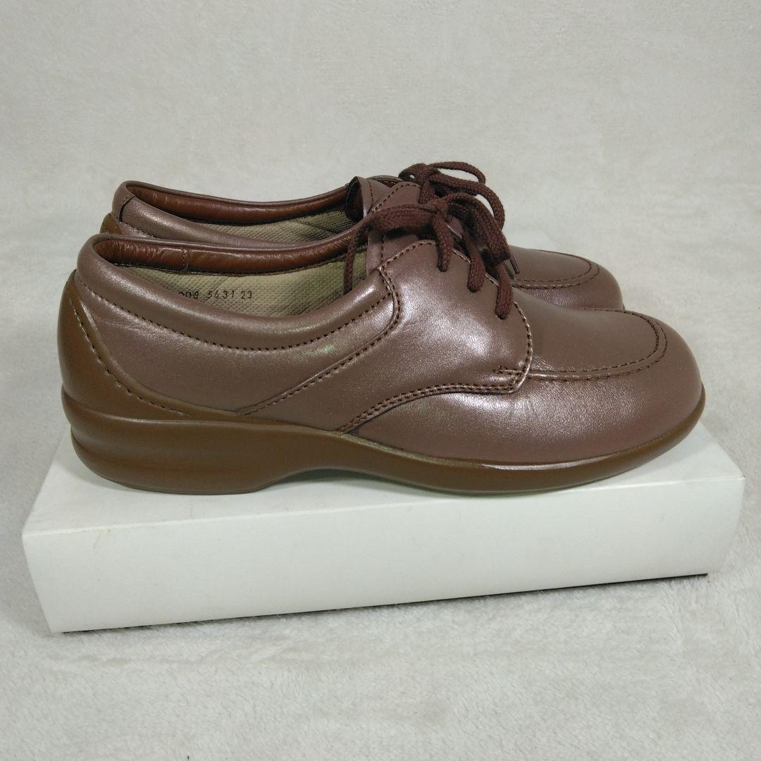 Bon stepブラウン レースアップ カジュアルシューズ 23cm 4E