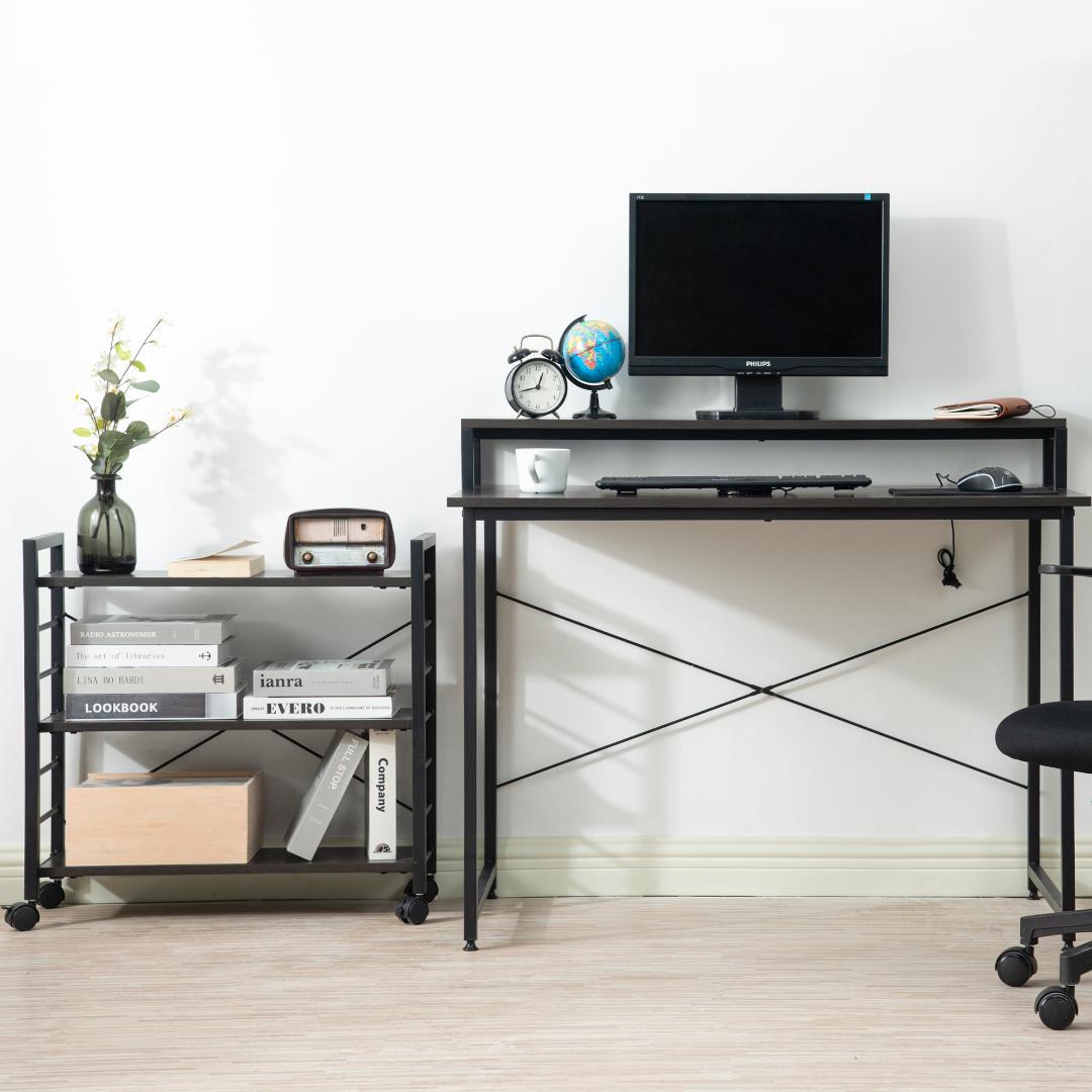 新品 送料無料 ワークデスク(キャスター付き)ムービン ダークブラウン