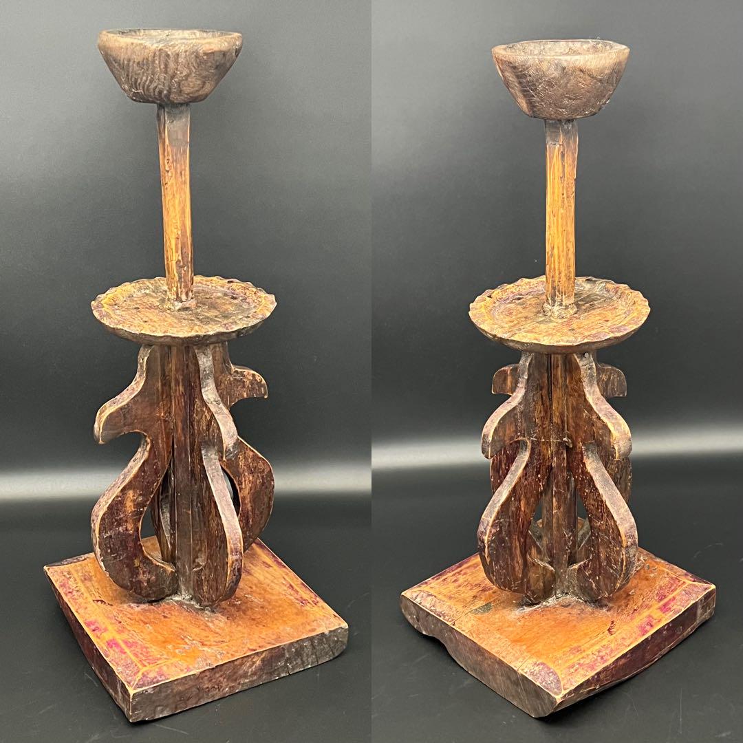 ◎古道具 庵々◎李朝 木造 燭台43cm◎李朝家具行燈灯道具茶道具朝鮮古美術◎ 画像10