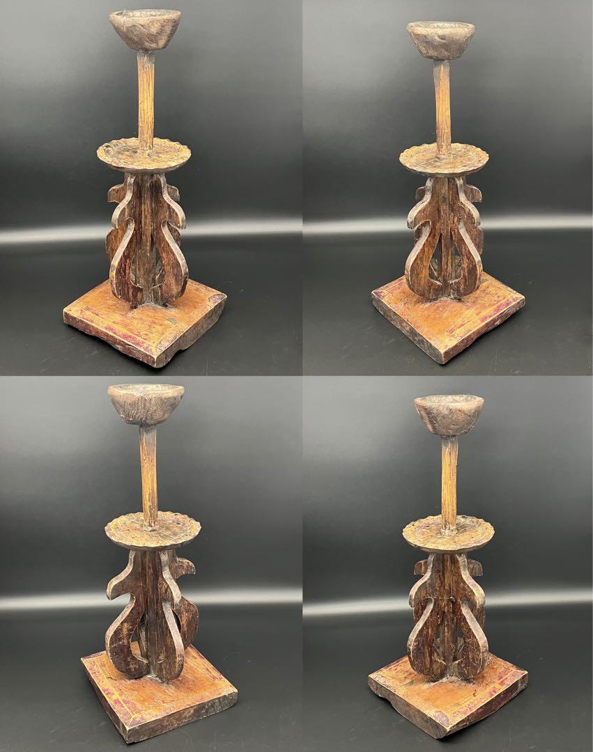 ◎古道具 庵々◎李朝 木造 燭台43cm◎李朝家具行燈灯道具茶道具朝鮮古美術◎ 画像3