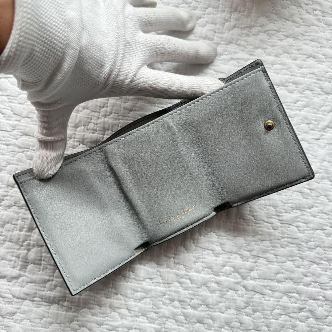 美品✨ディオール ロータスウォレット 三つ折り財布 サドル グレー 画像4