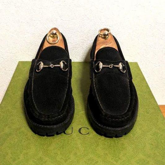 GUCCI　ホースビットローファー　スエード　黒　41E