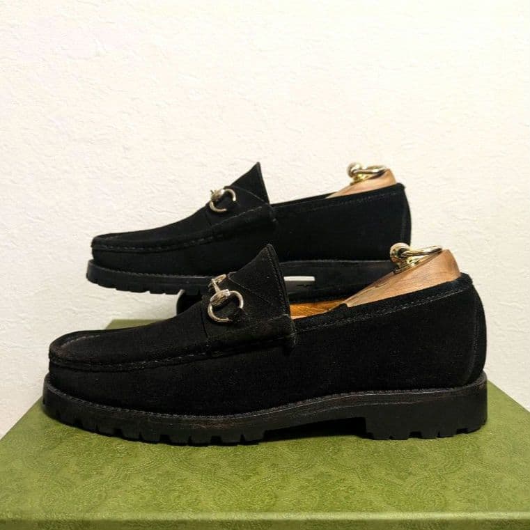 GUCCI　ホースビットローファー　スエード　黒　41E