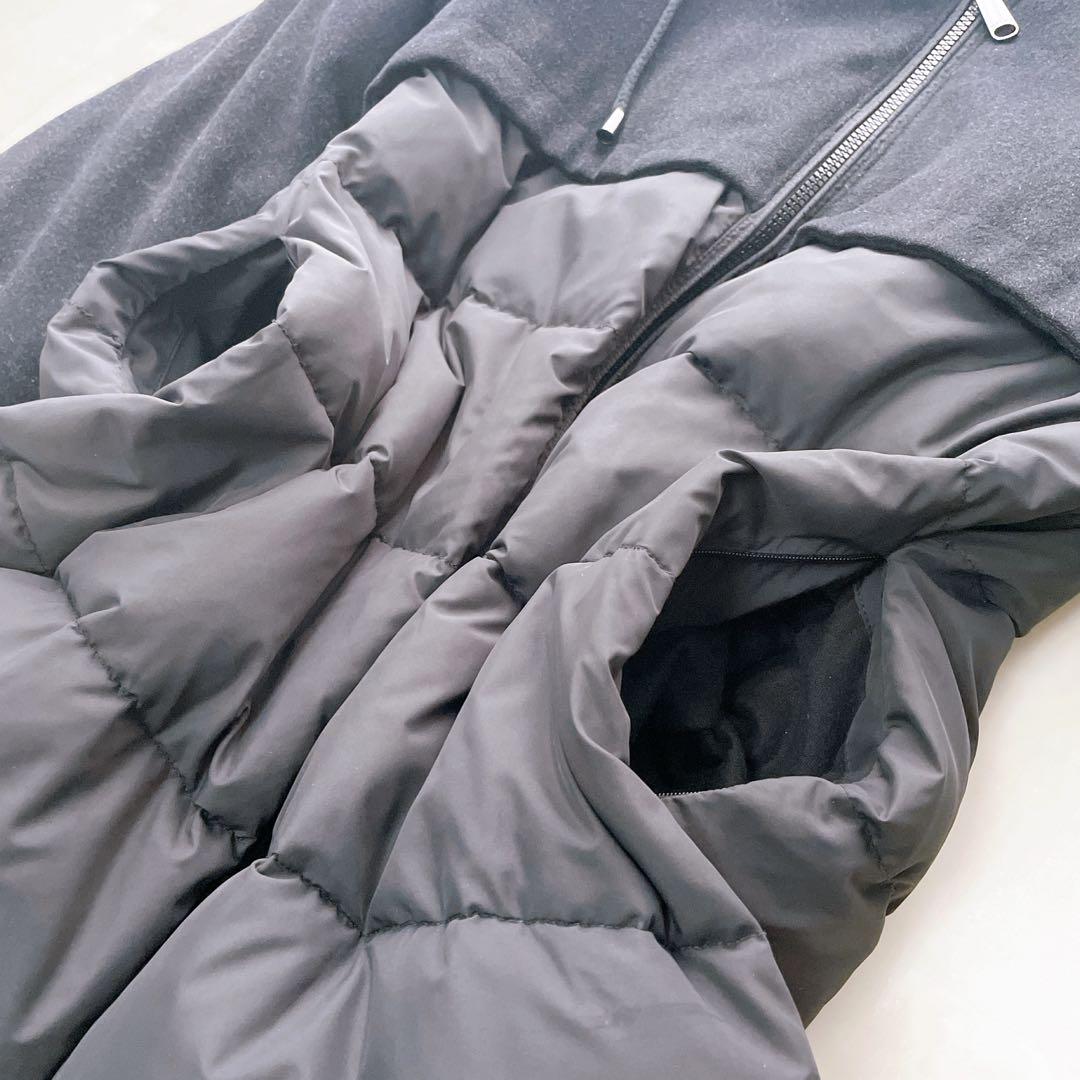 美品✨Max&Co. ロングダウンコート 切り替え フード 黒 40