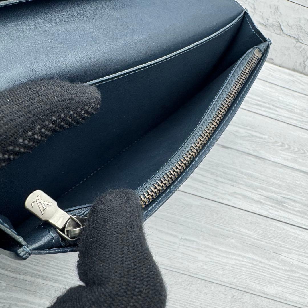 【美品】ルイヴィトン ポルトフォイユ ブラザ ダミエ アンフィニ ネイビー