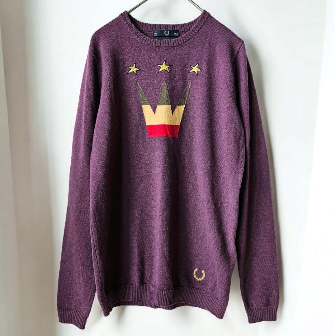 コラボ★フレッドペリー × ベラフルード クラウン カシミヤ混ニット 刺繍 薄手