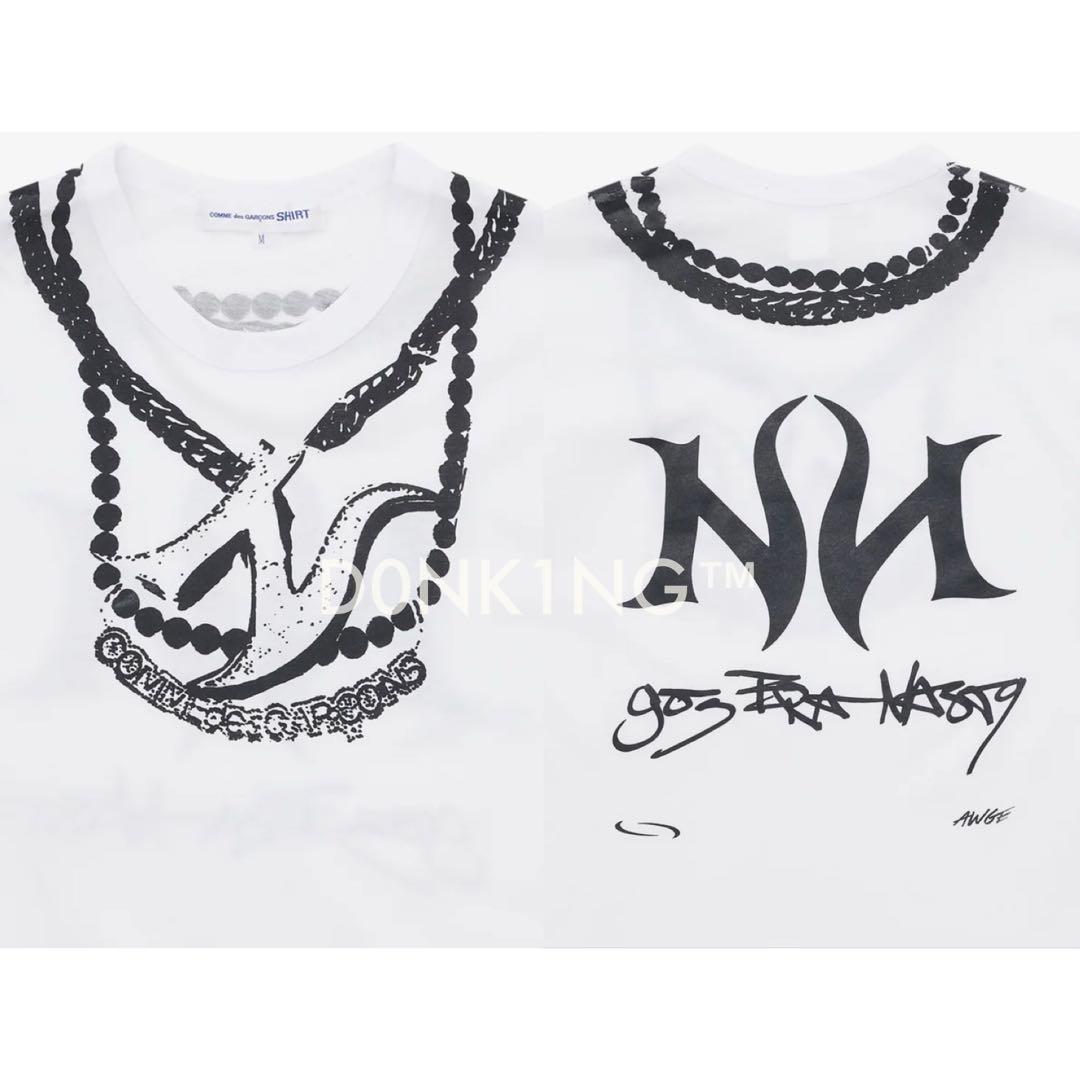 誠実 コムデギャルソン チェーン装半袖Tシャツ 白 トップス