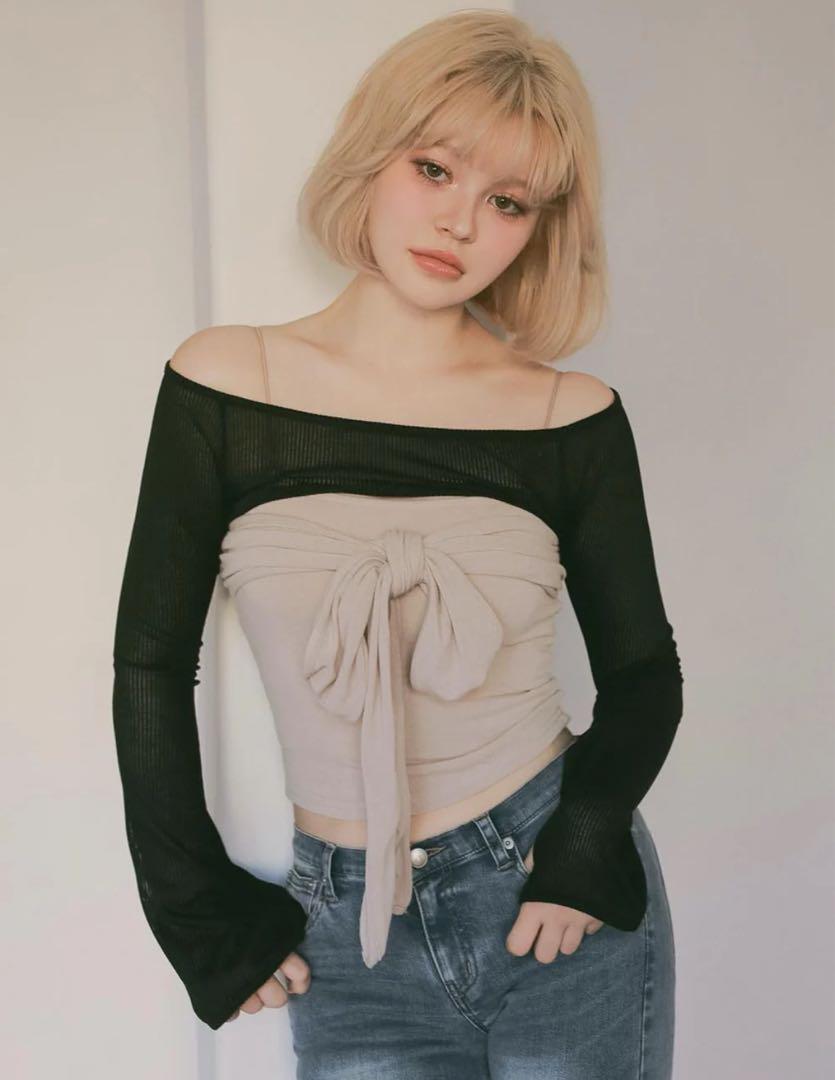 トップス Andmary Shayla ribbon tops black