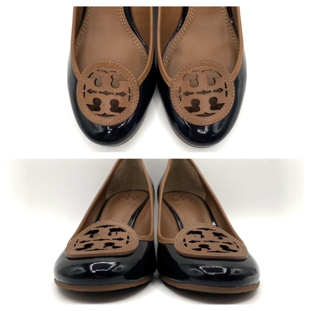 極美品 TORY BURCH ウェッジソールパンプス ロゴ入り 23.5㎝