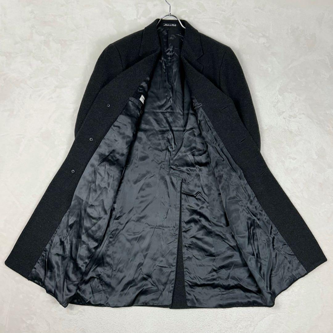 美品☆ジョルジオアルマーニ チェスターコート マキシ丈 シングル 黒 XL